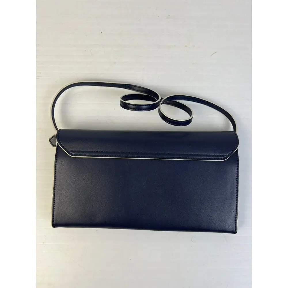 Vera Bradley Shoulder Purse Clutch Handbag Navy Blue Career Removable Strap